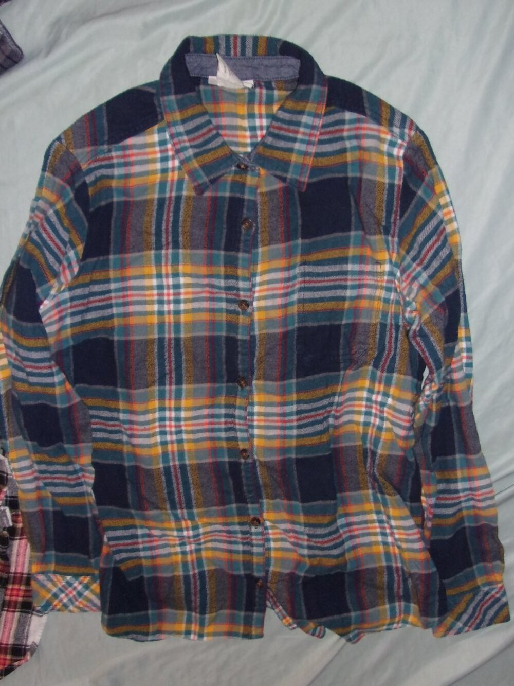 Dickies size large womens blue plaid shirt button up top gorpcore flannel